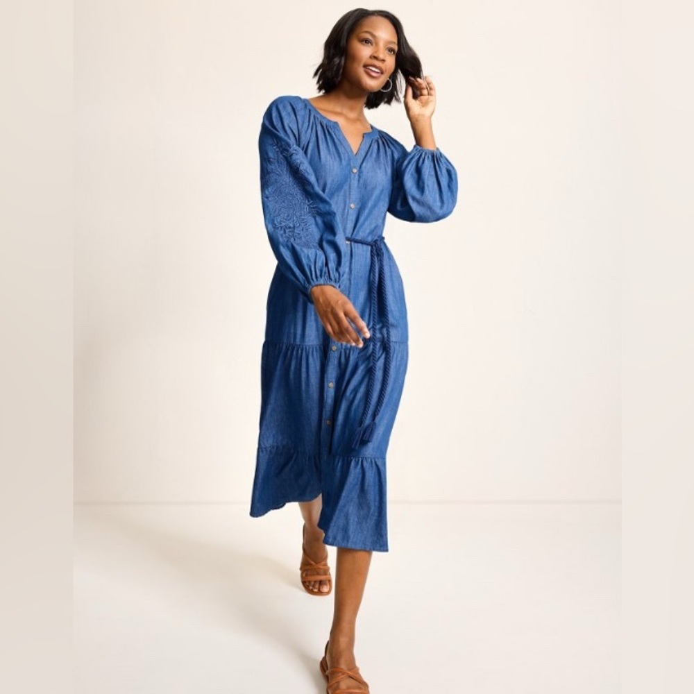 NWT Tommy Bahama Indigo Cove Embroidered Midi Dress